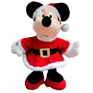 Disney Store Minnie Mouse 15" Plush Christmas Holiday Character Mrs. Santa Claus